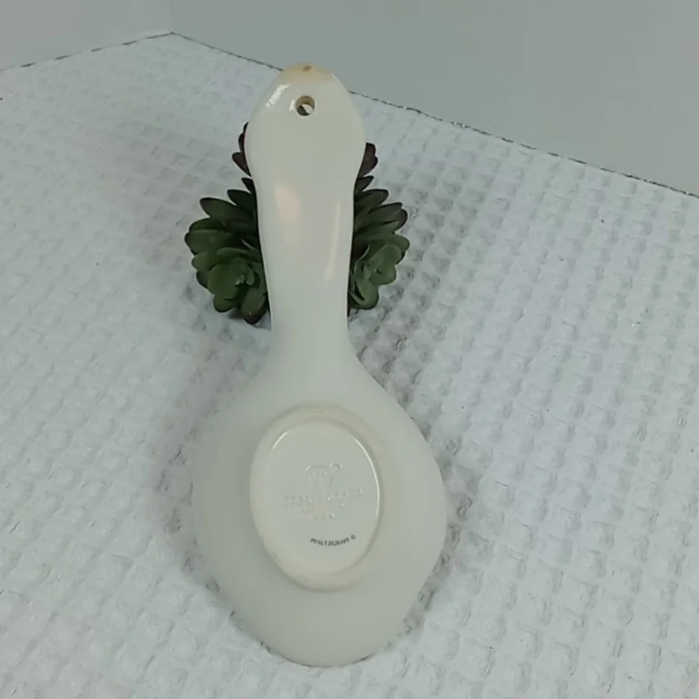 Pfaltzgraff White Stoneware Spoon Rest Tea Rose Pattern Pink Floral